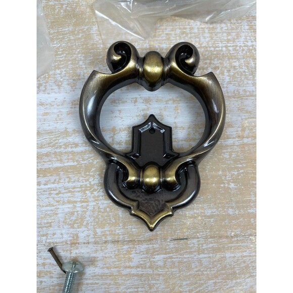 6 VTG Amerock Cortina Antique English 3 3/8" Ring Pull Knob BP-239-AE NOS - Picture 1 of 7